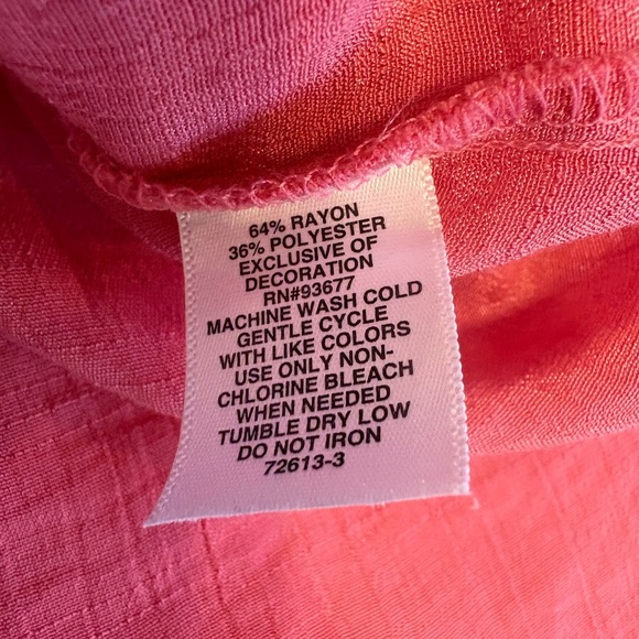 Liz Claiborne pink v-neck sheer blouse size large - Picture 7 of 8